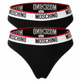MOSCHINO ladies' briefs 2-pack - Underpants, cotton blend, logo waistband, plain colour