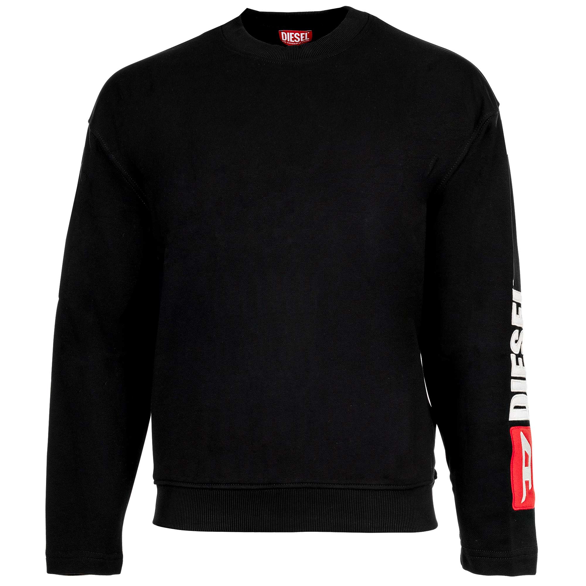 DIESEL men's sweatshirt - S-BOXT-NC-DIV, side logo, cotton, plain