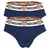 MOSCHINO Herren Slips 2er Pack - Underbear, Unterhose, Baumwollmischung, uni