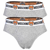 MOSCHINO Herren Slips 2er Pack - Underbear, Unterhose, Baumwollmischung, uni