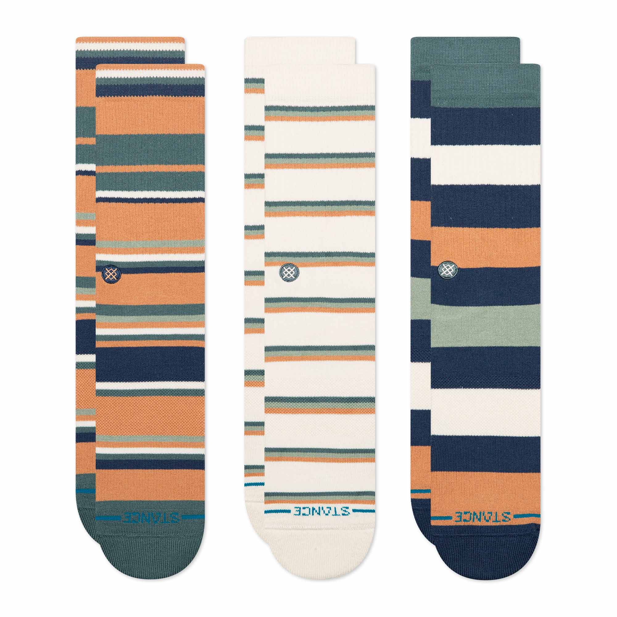 STANCE Unisex Socken, 3er Pack - Off Season 3 Pack, Logo Casual Socken, Crew Socken, gestreift