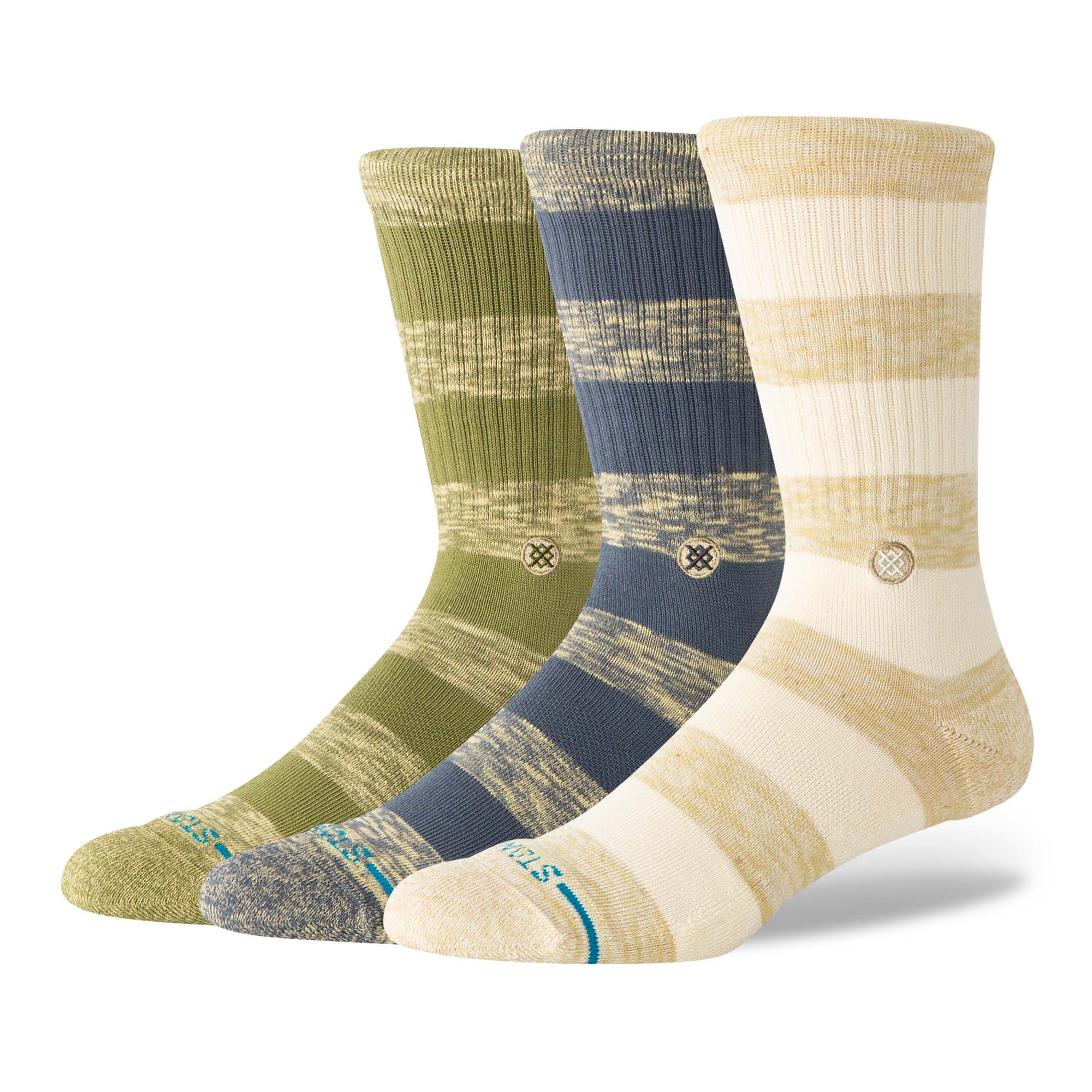 STANCE Unisex Socken, 3er Pack - Portland 3 Pack, Logo, Casual Socken, Crew Socken, Blockstreifen