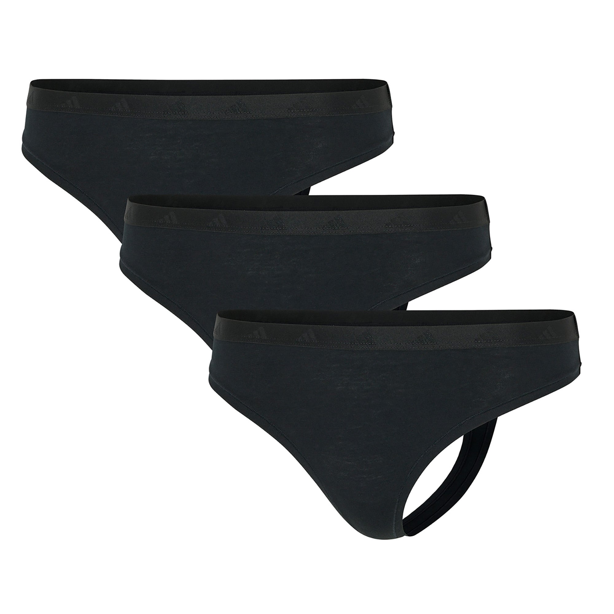 adidas Damen Strings, 3er Pack - Sport Active Essential, Low Rise Thong, Unterwäsche, Cotton Stretch, Logo, uni