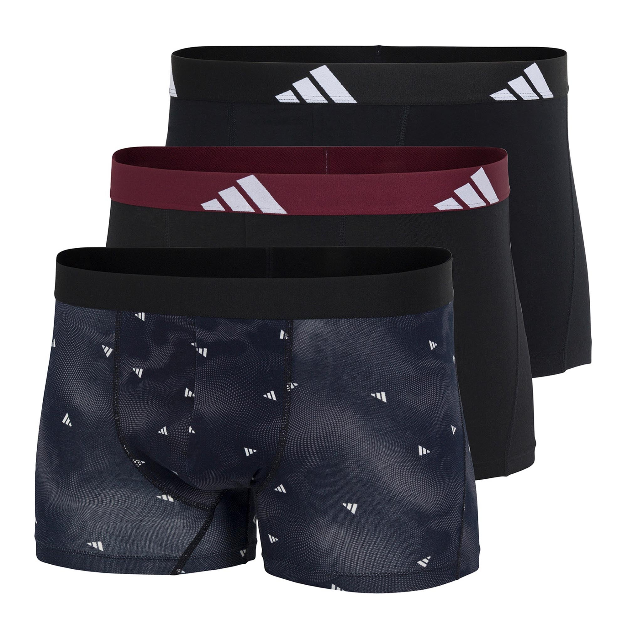 adidas Herren Boxershorts, 3er Pack - Trunks, Active Flex Cotton, Logo, einfarbig