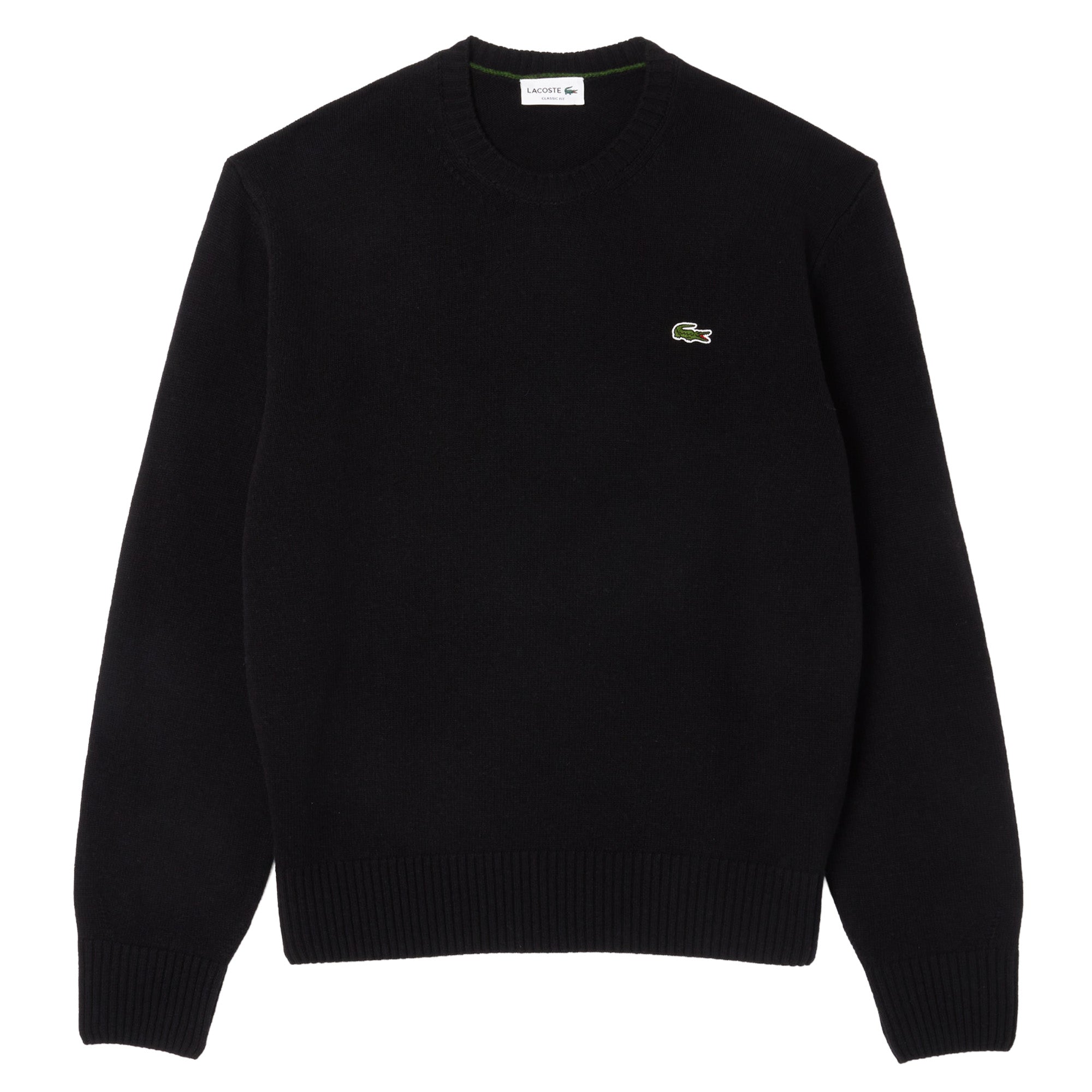 LACOSTE Men’s Knit Sweater, Merino Wool - Monochrome Carded Wool Jersey Crew Neck Sweater, Regular Fit
