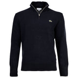 LACOSTE Herren Pullover - Troyer-Kragen, Rippstrick, Wolle