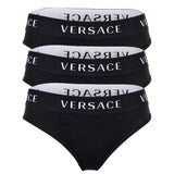 VERSACE Damen Slips 3er Pack - Unterwäsche, Unterhose, Baumwolle, Logobund, einfarbig