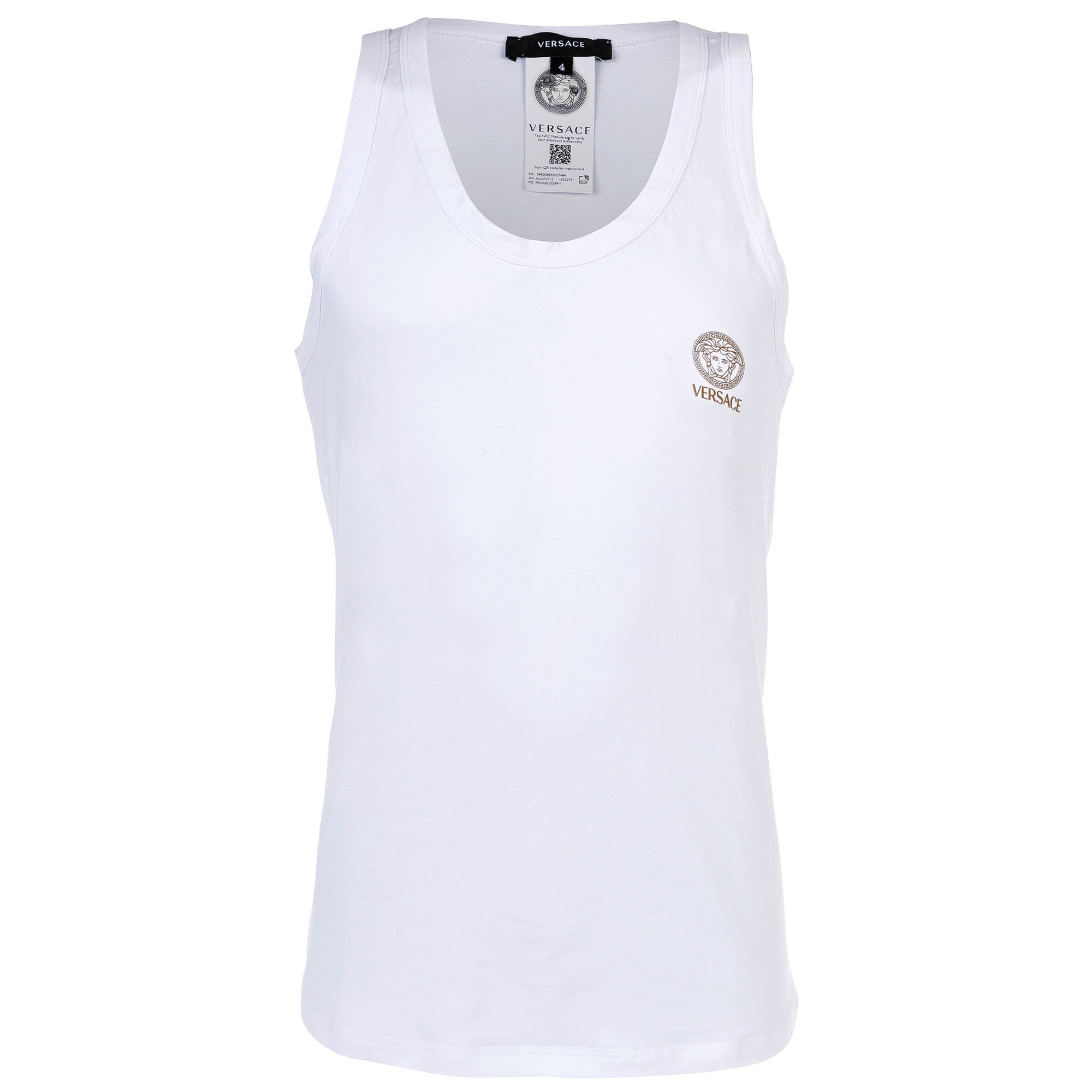 VERSACE Men's Tank Top - TOPEKA, Undershirt, Round Neck, Stretch Cotton, Solid Color