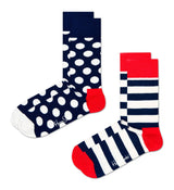 Happy Socks Unisex Socks, 2-pack - Classic Crew, Organic Cotton, Mix of Colours