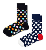 Happy Socks Unisex Socks, 2-pack - Classic Crew, Organic Cotton, Mix of Colours