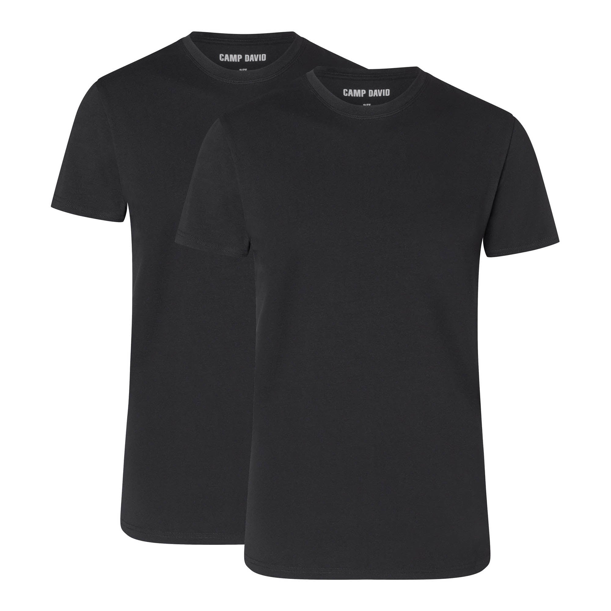 CAMP DAVID Herren T-Shirts, 2er Pack - Crew Neck T-Shirt 2P, Cotton Stretch