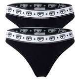 CHIARA FERRAGNI Women's Slip 2-Pack - Panties, Cotton Stretch, Logo Waistband, uni