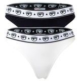 CHIARA FERRAGNI Women's Slip 2-Pack - Panties, Cotton Stretch, Logo Waistband, uni