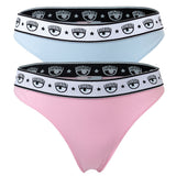 CHIARA FERRAGNI Women's Slip 2-Pack - Panties, Cotton Stretch, Logo Waistband, uni