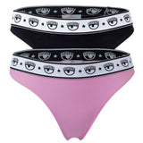 CHIARA FERRAGNI Women's Slip 2-Pack - Panties, Cotton Stretch, Logo Waistband, uni