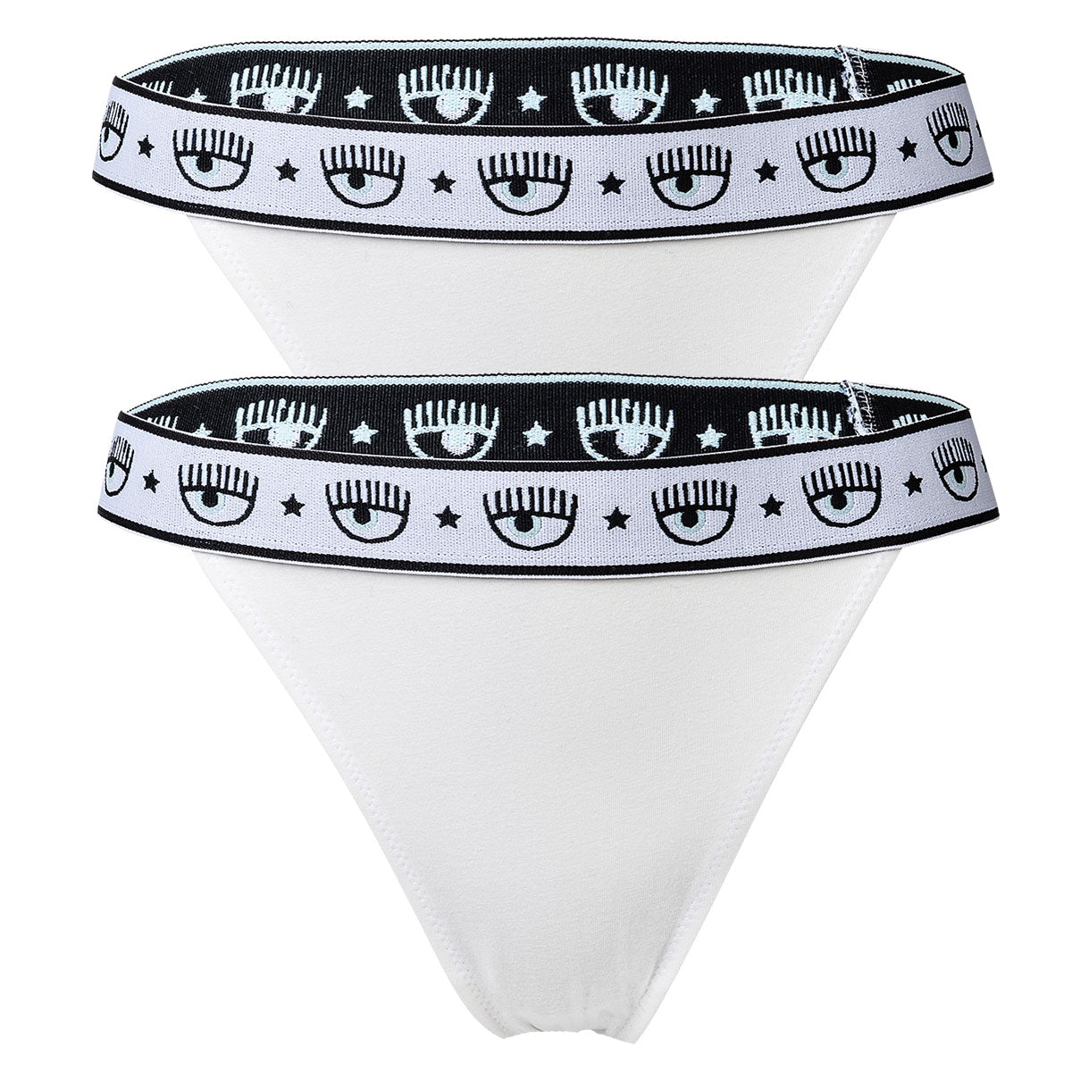 CHIARA FERRAGNI Damen String 2er Pack - Tanga, Cotton Stretch, Logobund, uni
