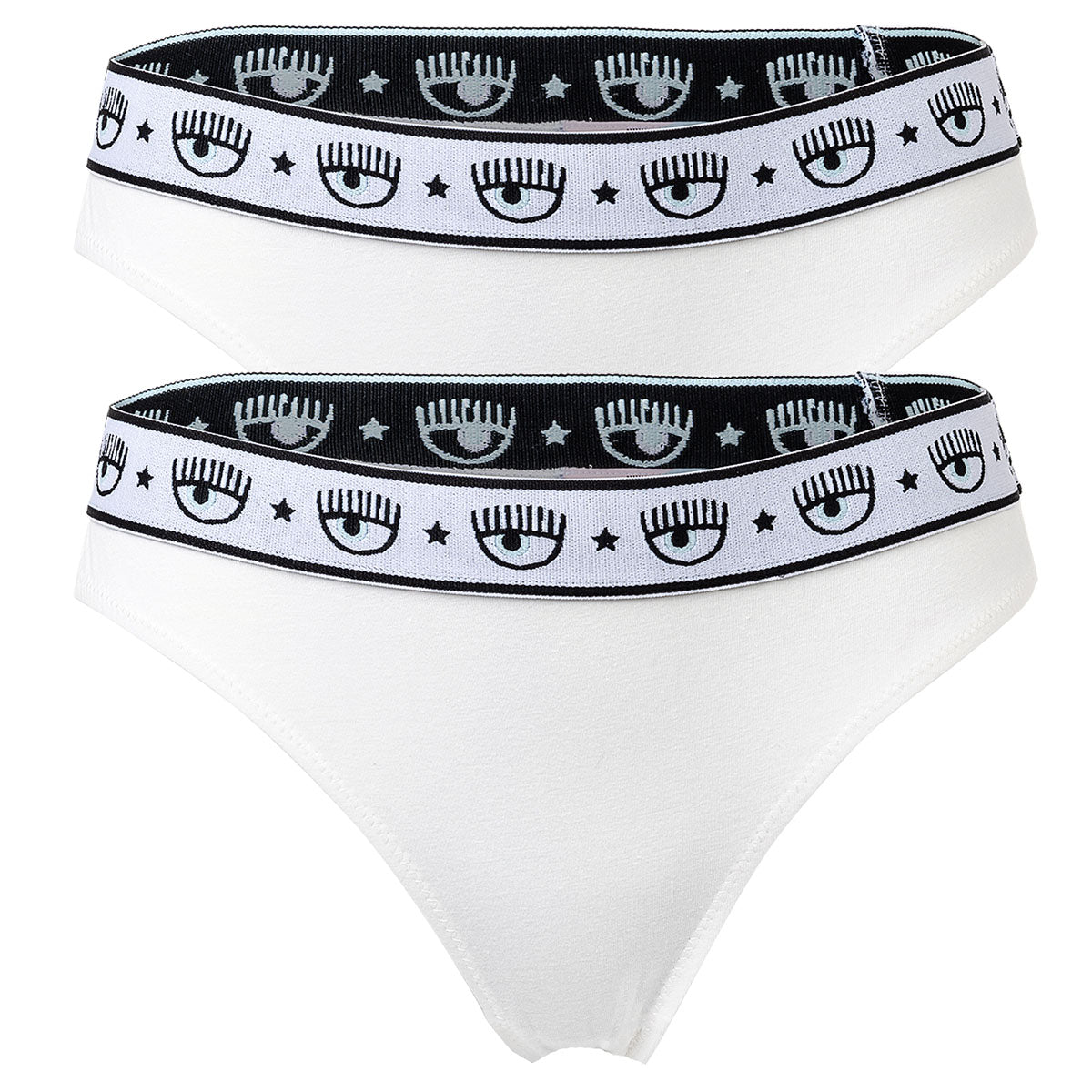 CHIARA FERRAGNI Damen Brazilian Brief 2er Pack - Slip, Cotton Stretch, Logobund, uni