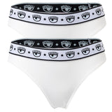 CHIARA FERRAGNI Damen Brazilian Brief 2er Pack - Slip, Cotton Stretch, Logobund, uni