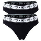 CHIARA FERRAGNI Women's Brazilian Brief 2-Pack - Panties, Cotton Stretch, Logo Waistband, uni