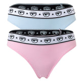 CHIARA FERRAGNI Women's Brazilian Brief 2-Pack - Panties, Cotton Stretch, Logo Waistband, uni