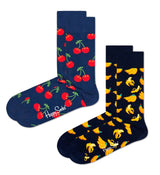 Happy Socks Unisex Socks, 2-pack - Classic Crew, Organic Cotton, Mix of Colours