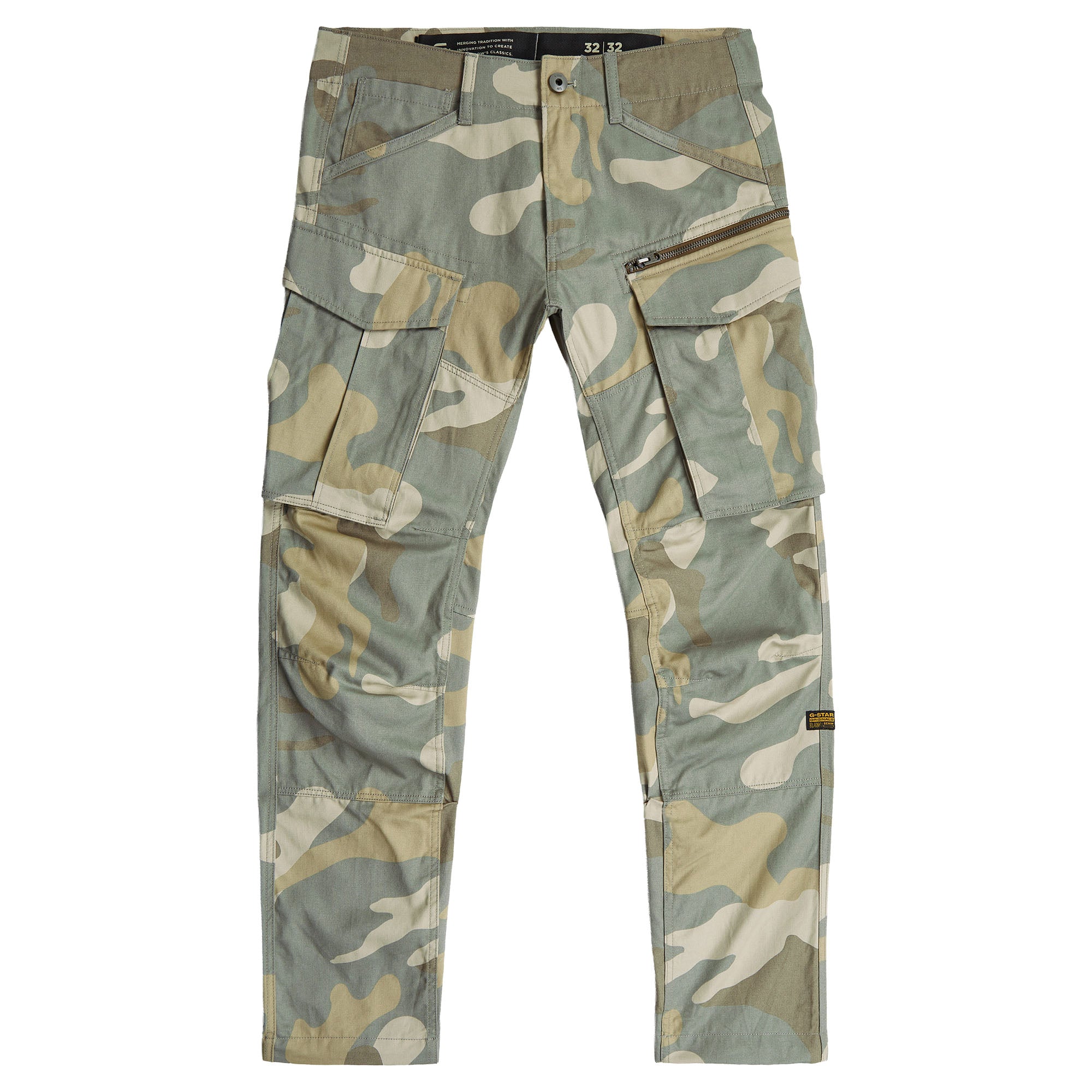 G-STAR Men Jeans - Rovic Zip 3d Regular Tapered, Army Pant, Camouflage Print, Length 32