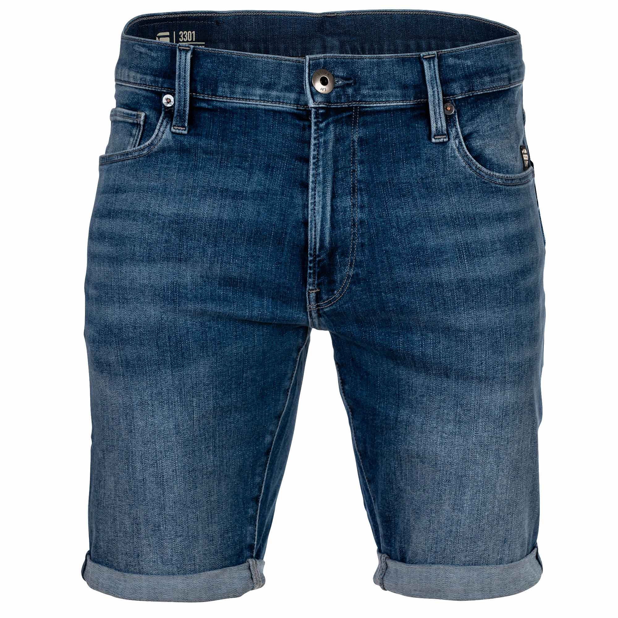 G-STAR Herren Jeansshorts - 3301 Slim Short , Elto Superstretch, Jeans, kurz
