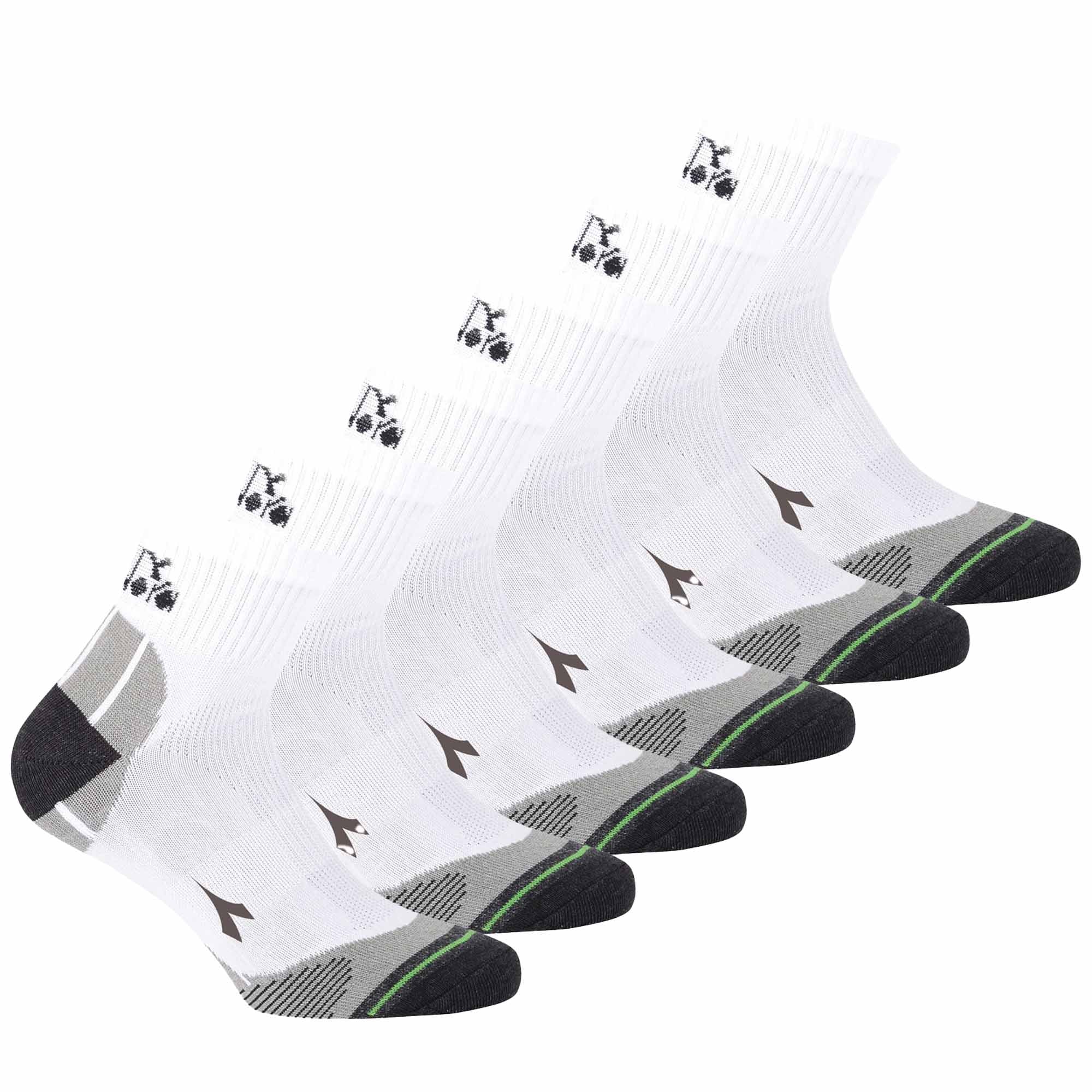 Diadora Unisex Quarter Sportsocken, 6er Pack - Socken, Logo, Muster
