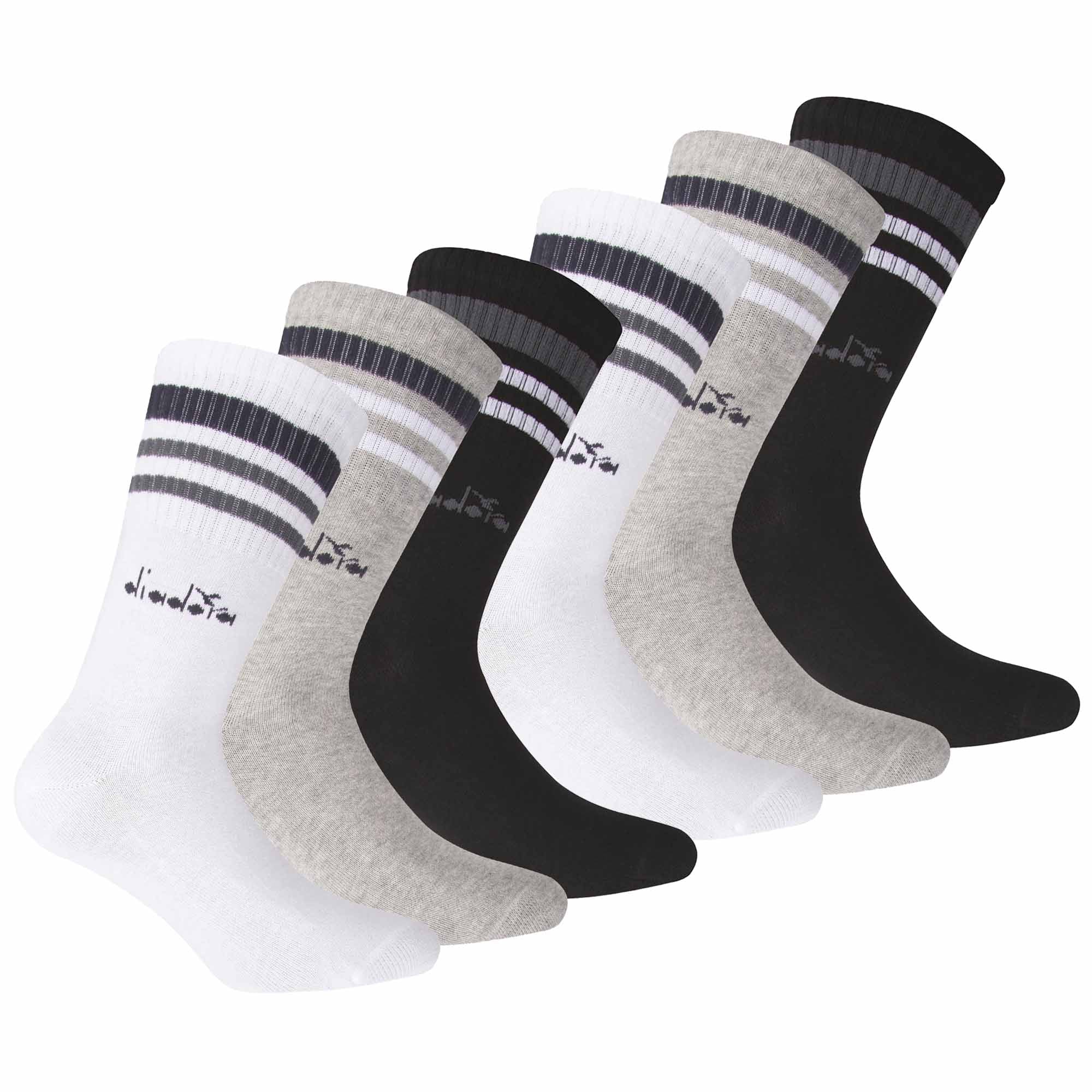 Diadora Unisex Tennissocken - 6er Pack, Logo, Streifen