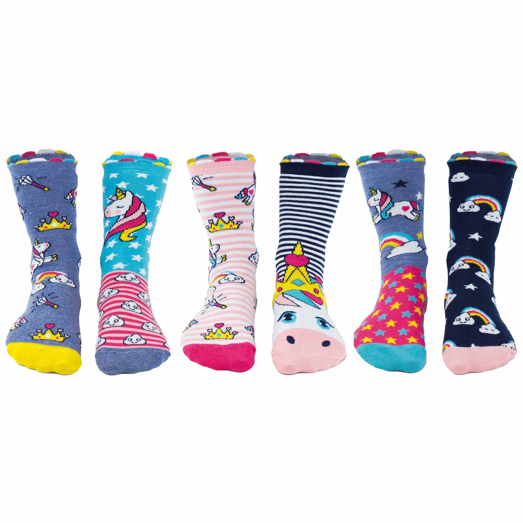 United Oddsocks Kinder Socken, 6 individuelle Socken - Geschenkbox, Motivsocken