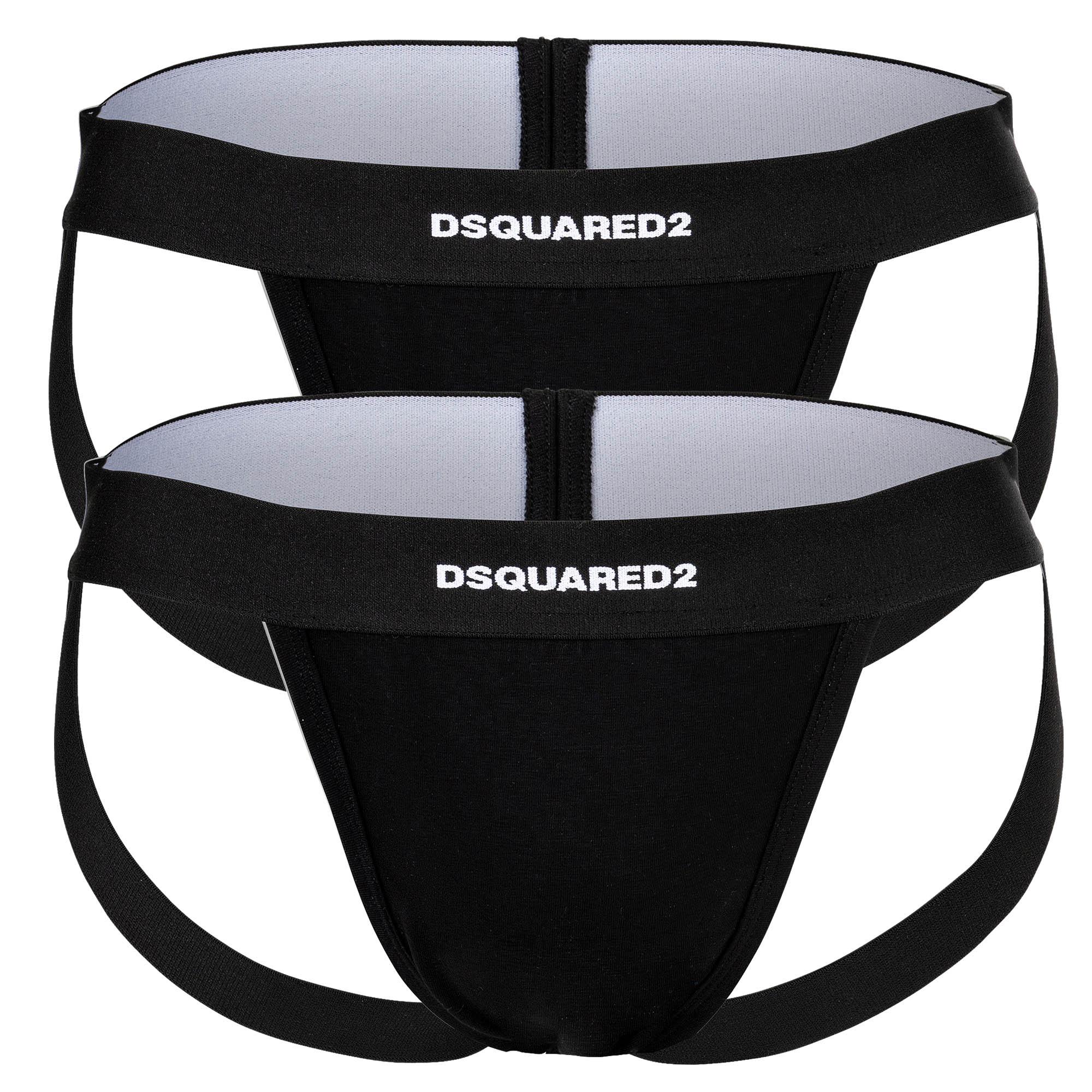 DSQUARED2 Men's Jockstrap, 2-pack - Twin Pack Jockstrap, Cotton Stretch, Logo waistband