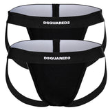 DSQUARED2 Men's Jockstrap, 2-pack - Twin Pack Jockstrap, Cotton Stretch, Logo waistband