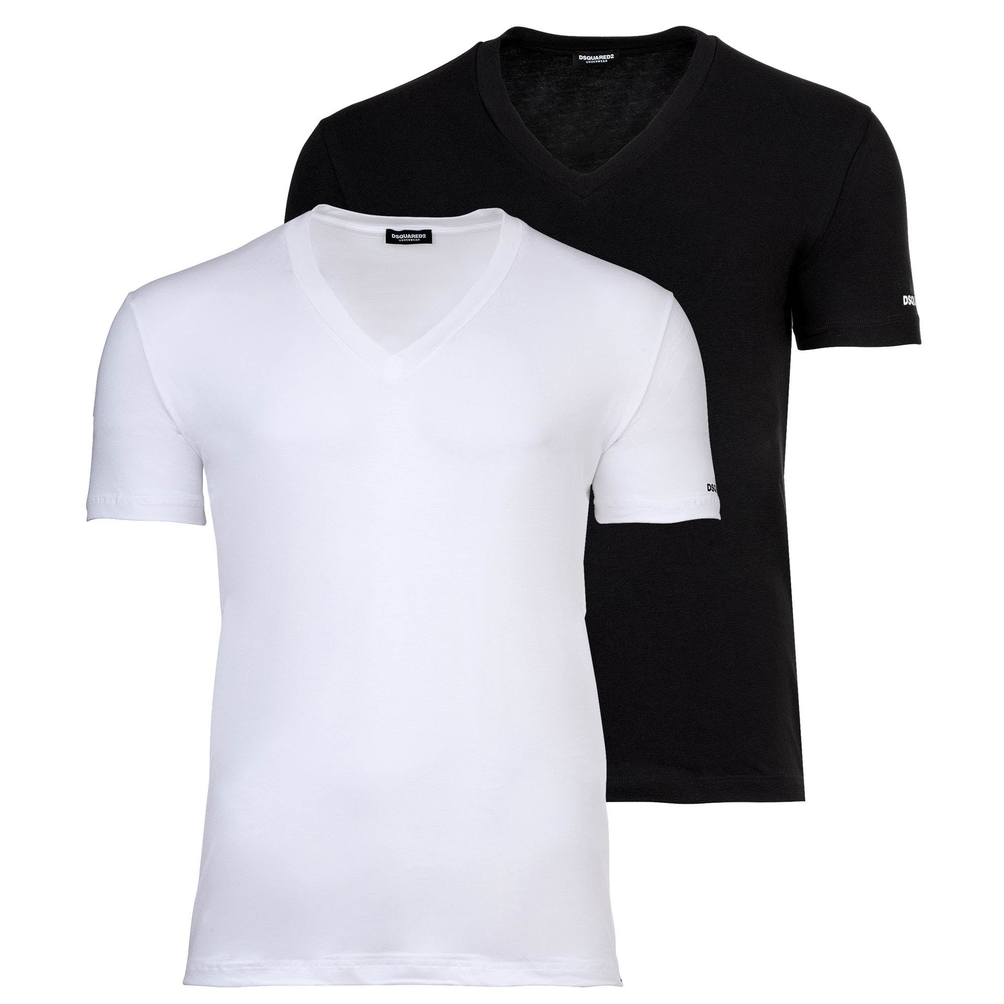 DSQUARED2 Herren T-Shirts, 2er Pack, V-Neck - TWIN-PACK V-NECK T-SHIRT, Cotton Stretch