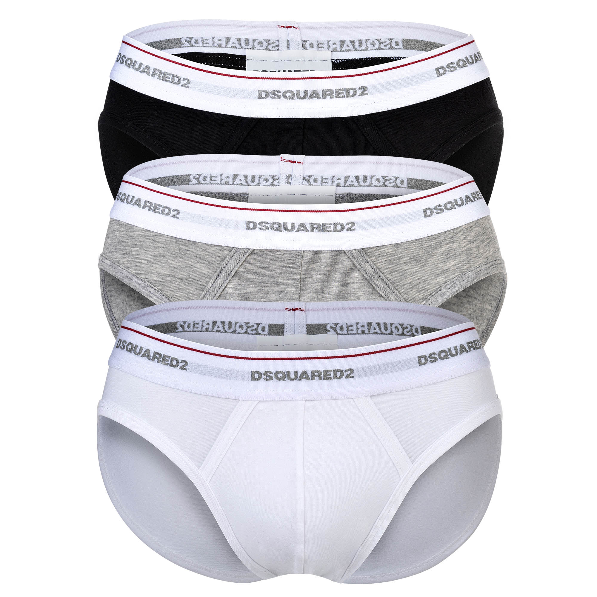 DSQUARED2 men's briefs, 3-pack - 3-pack briefs, cotton stretch, logo waistband