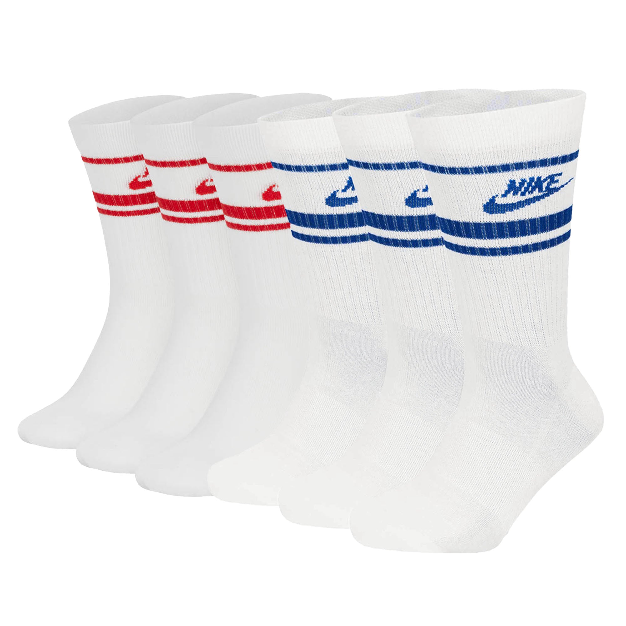 NIKE Unisex 6er Pack Sportsocken - Everyday Essential Stripe, einfarbig