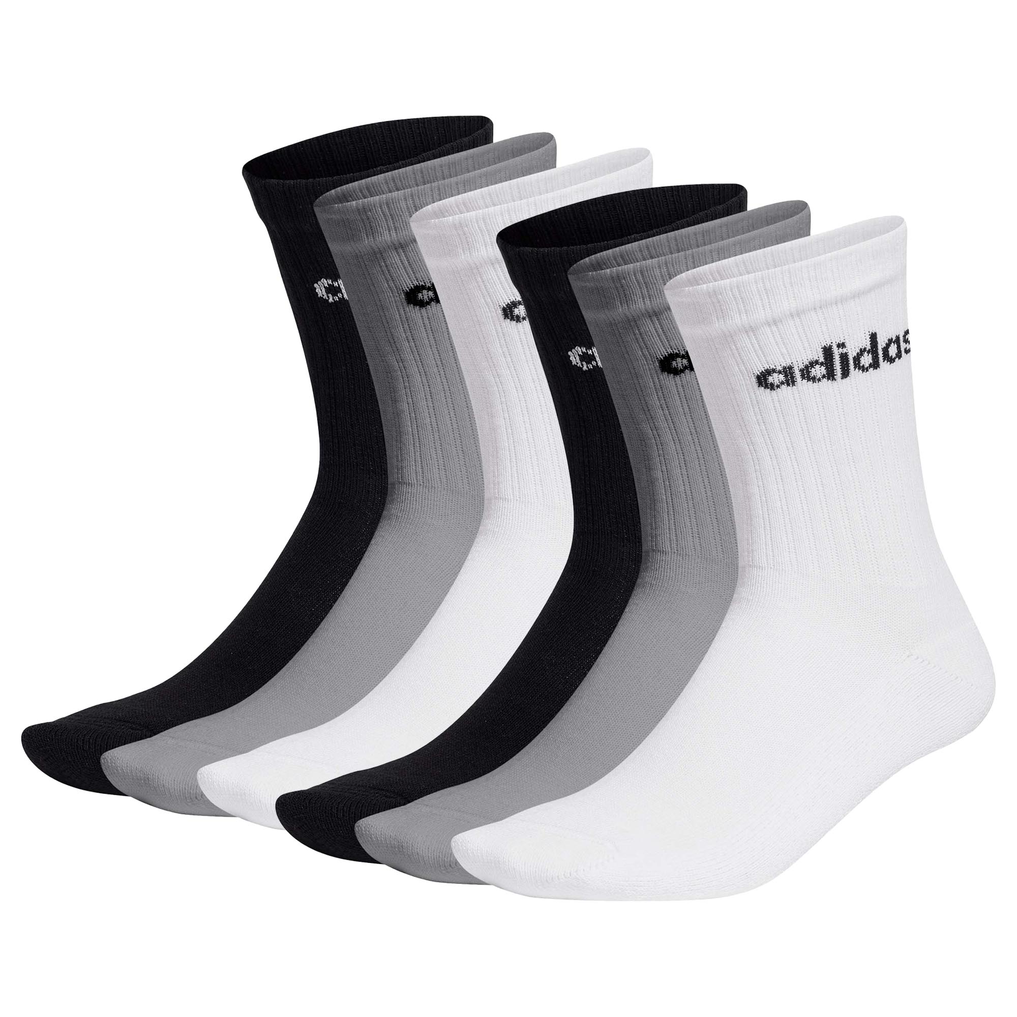 adidas Unisex Socken, 6er Pack - Linear Crew Cushioned, Logo, gepolstert, einfarbig