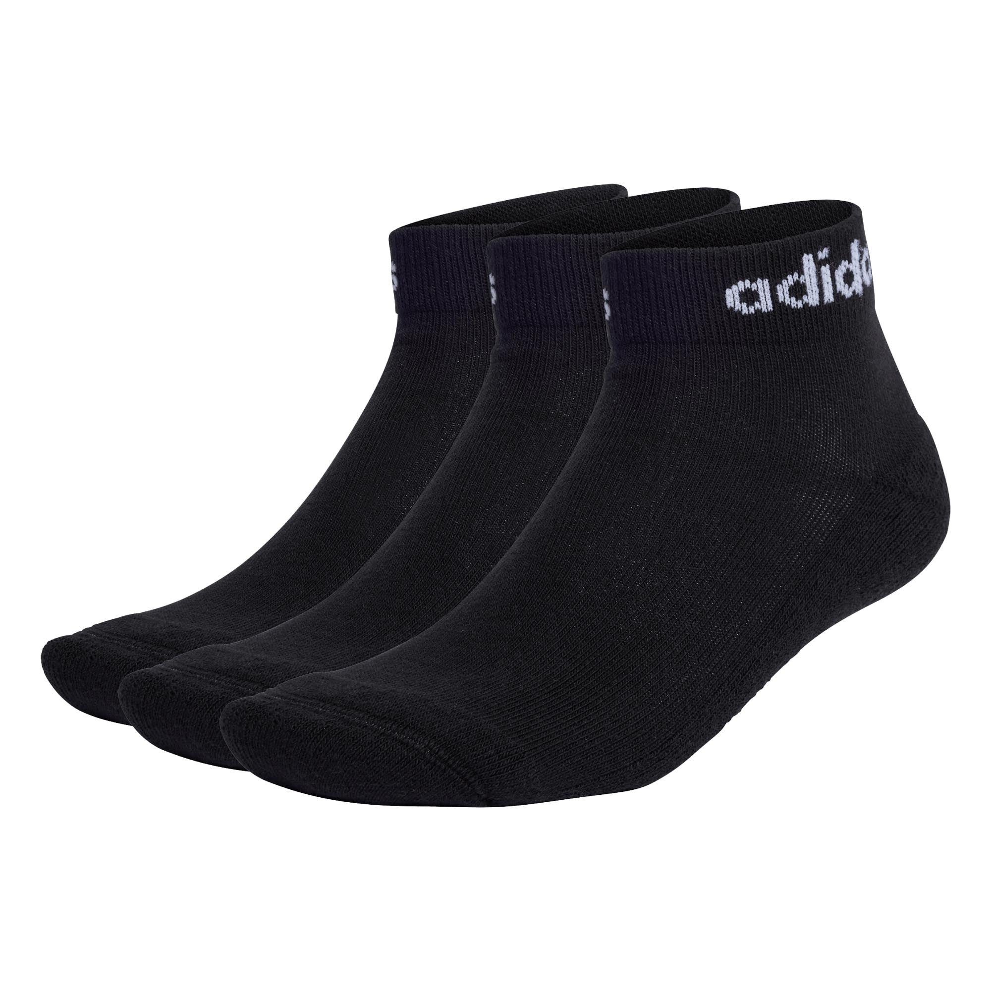 adidas Unisex Quarter Socken, 3er Pack - Linear Cushioned Ankle, Logo, gepolstert, einfarbig