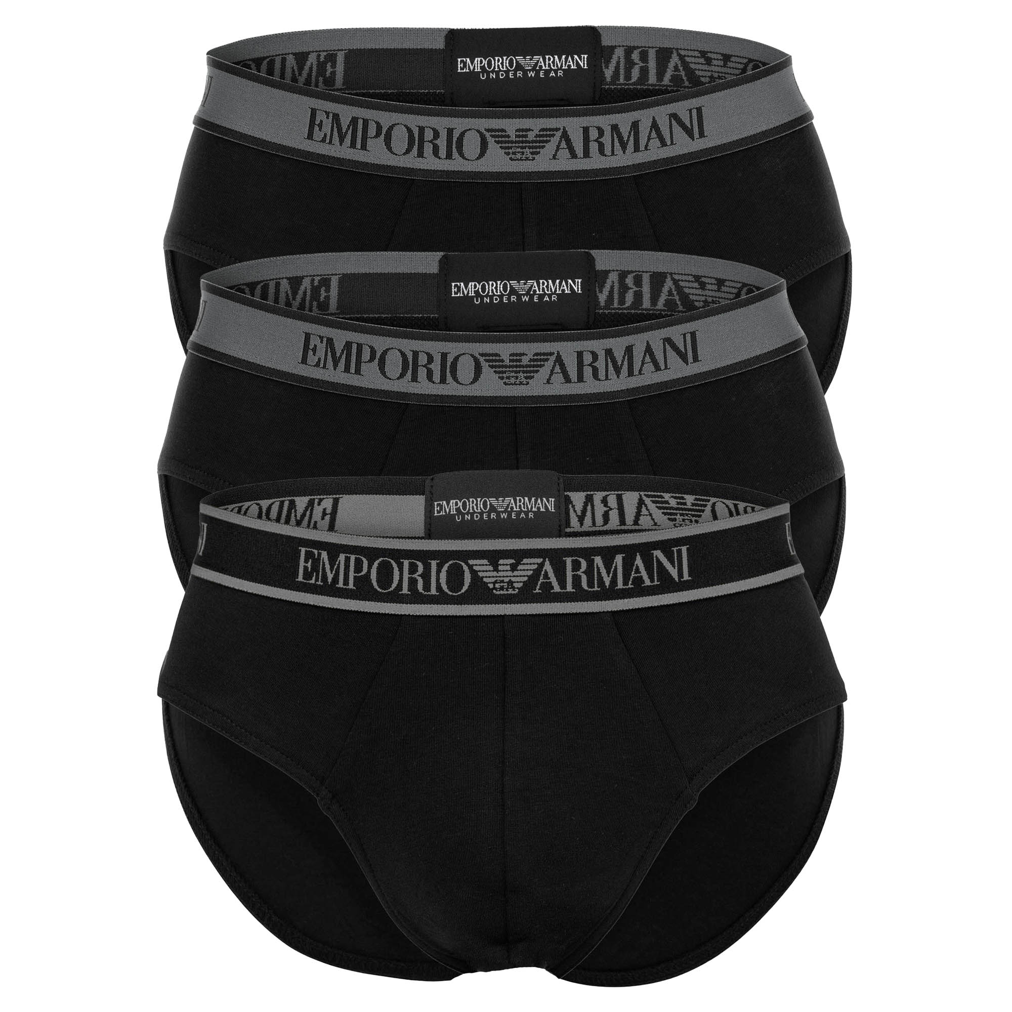 EMPORIO ARMANI Herren Slips, 3er Pack - CORE LOGOBAND, Briefs, Stretch Cotton