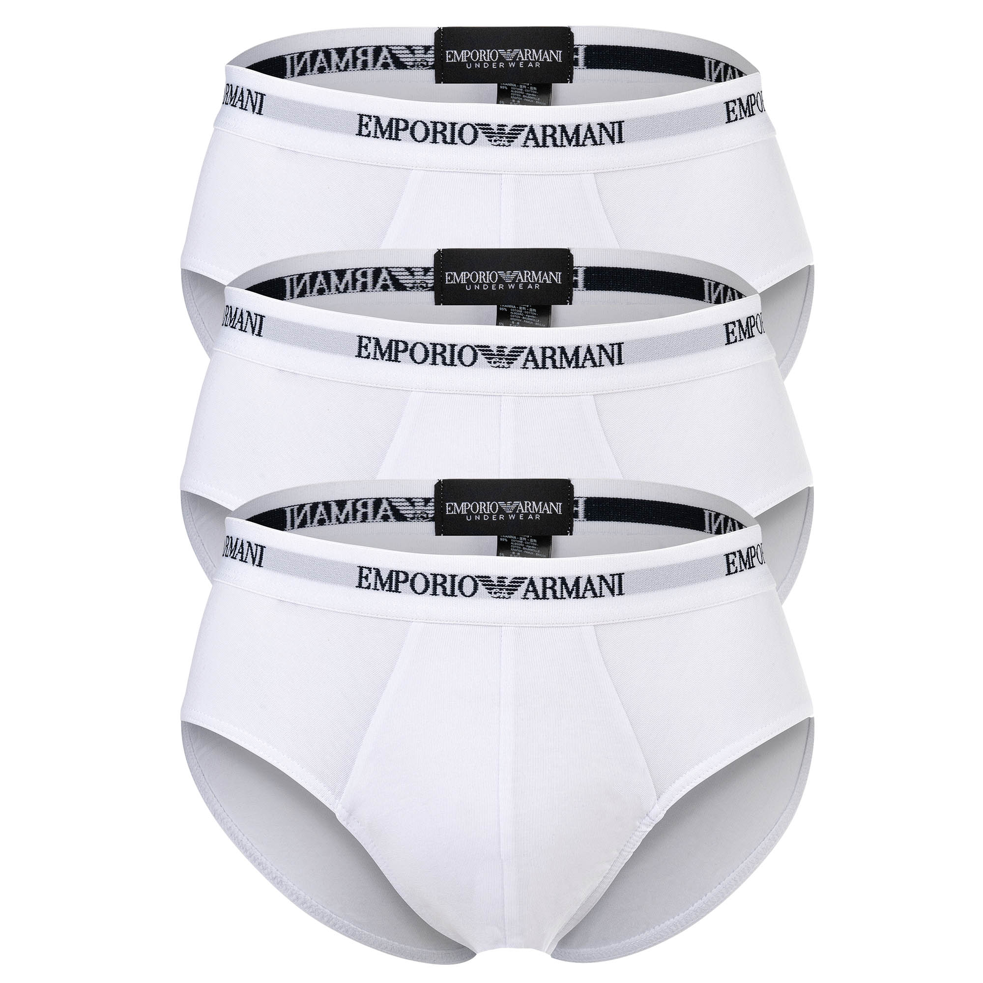 EMPORIO ARMANI Herren Slips, 3er Pack - CORE LOGOBAND, Briefs, Stretch Cotton
