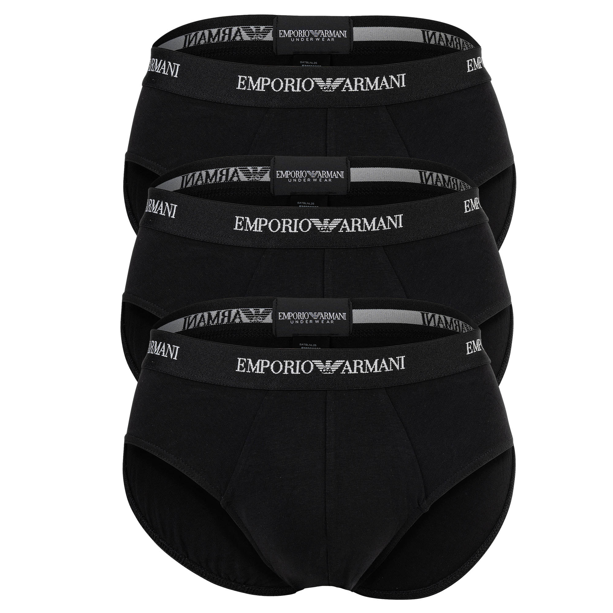 EMPORIO ARMANI Herren Slips, 3er Pack - CORE LOGOBAND, Briefs, Stretch Cotton