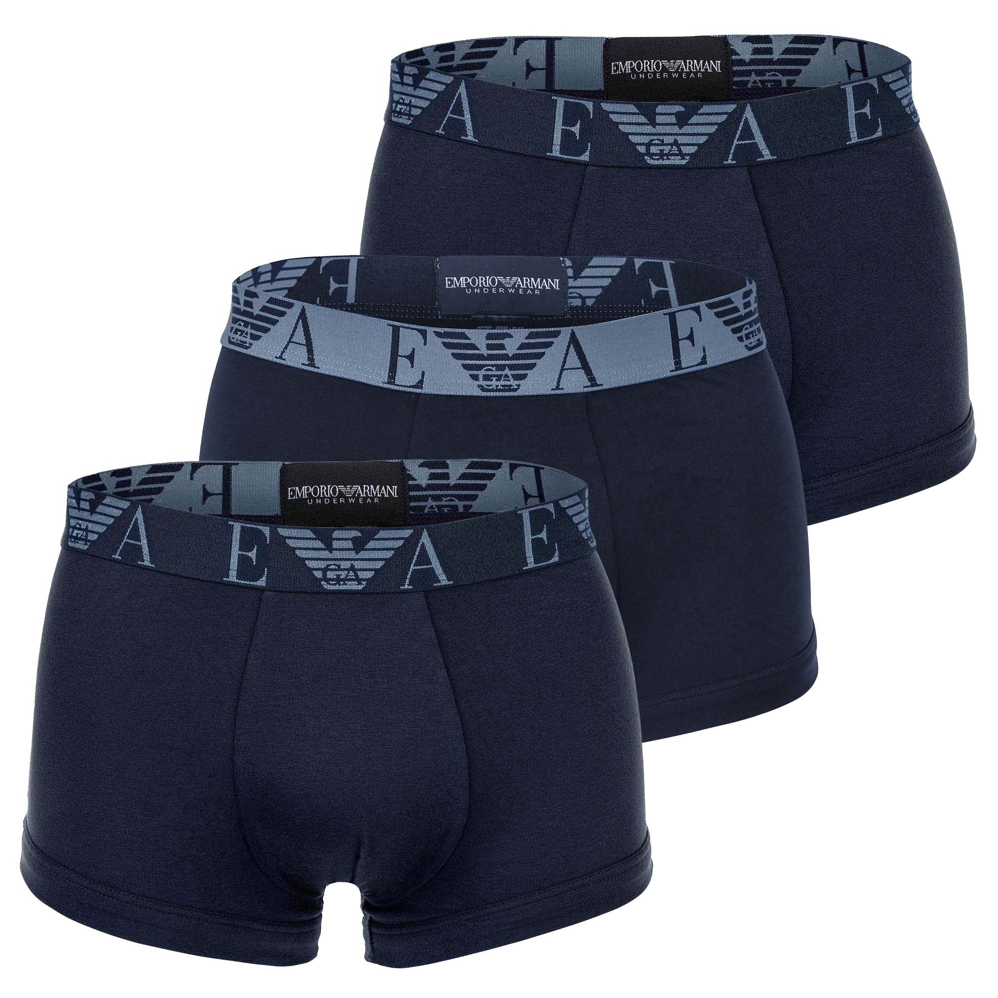 EMPORIO ARMANI Herren Trunks, 3er Pack - BOLD MONOGRAM, Shorts, Stretch Cotton