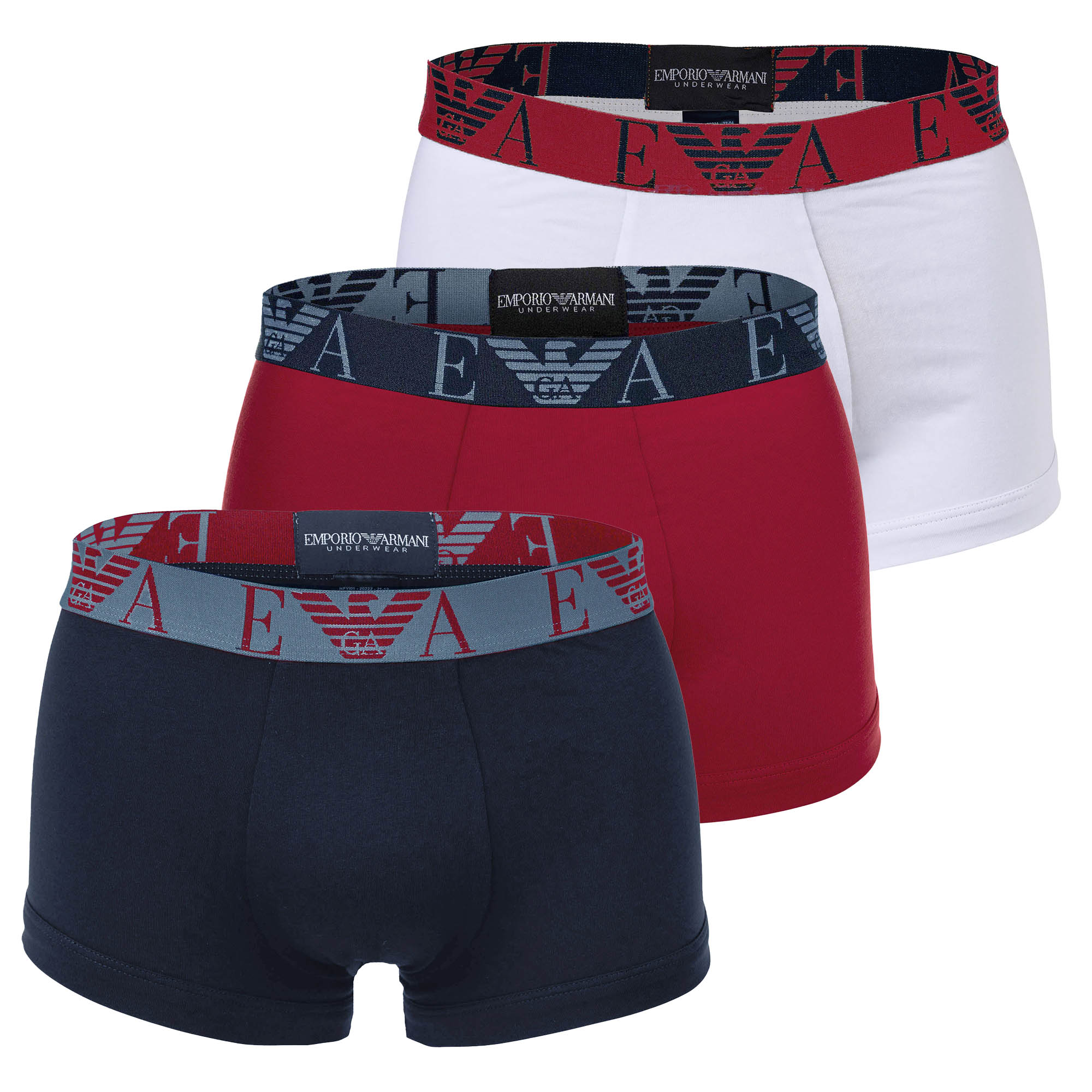 EMPORIO ARMANI men's trunks, 3-pack - BOLD MONOGRAM, shorts, stretch cotton