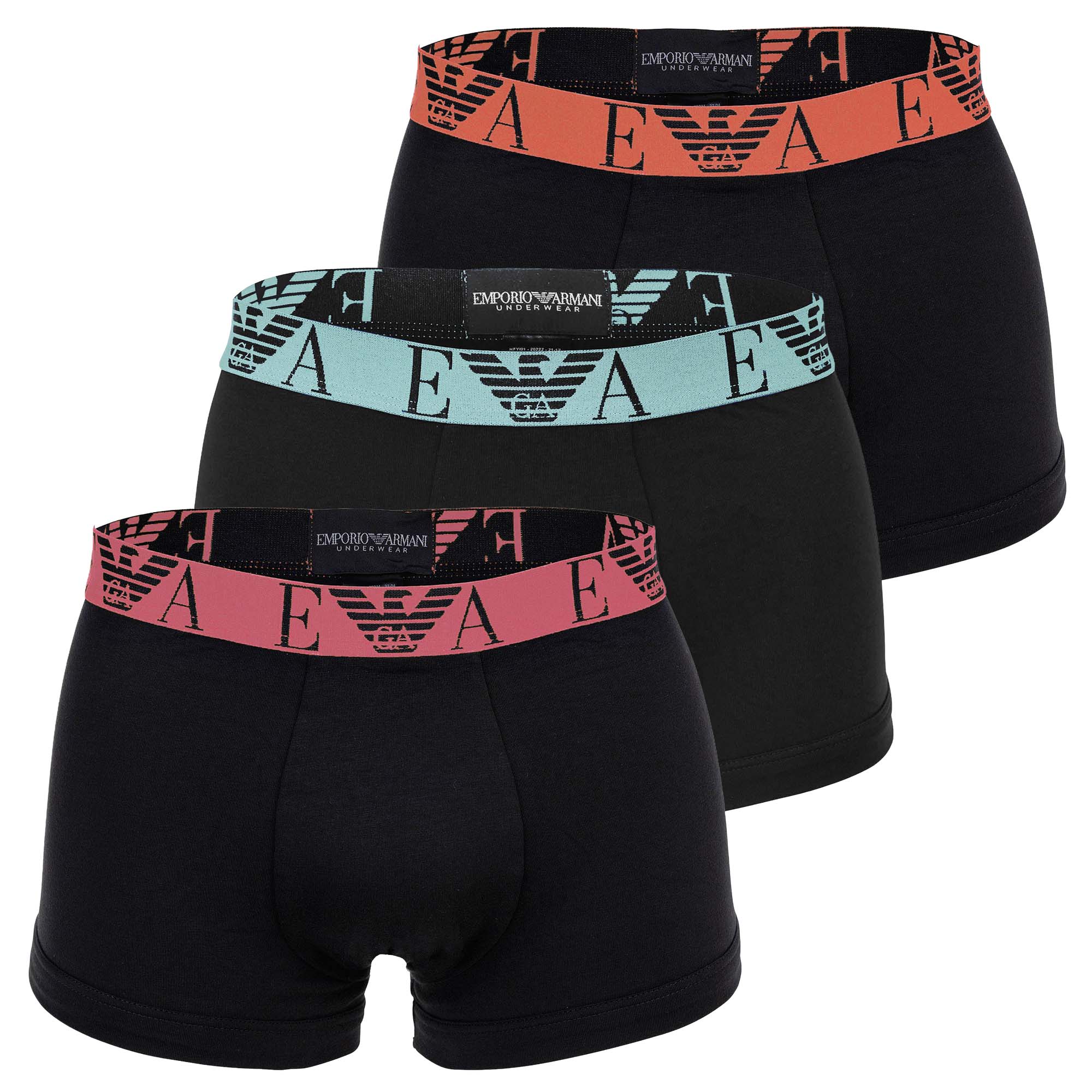 EMPORIO ARMANI Herren Trunks, 3er Pack - BOLD MONOGRAM, Shorts, Stretch Cotton