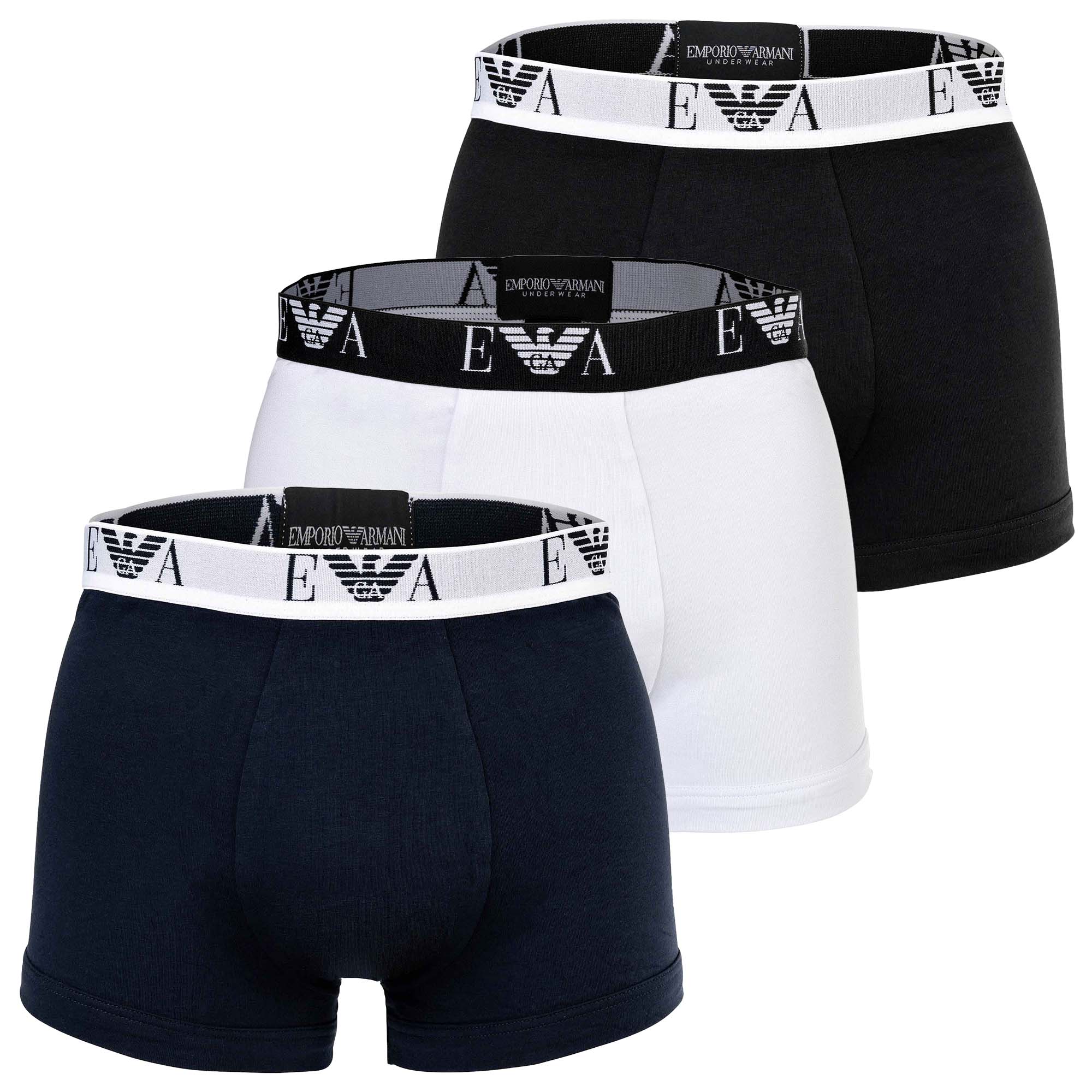 EMPORIO ARMANI Herren Trunks, 3er Pack - BOLD MONOGRAM, Shorts, Stretch Cotton