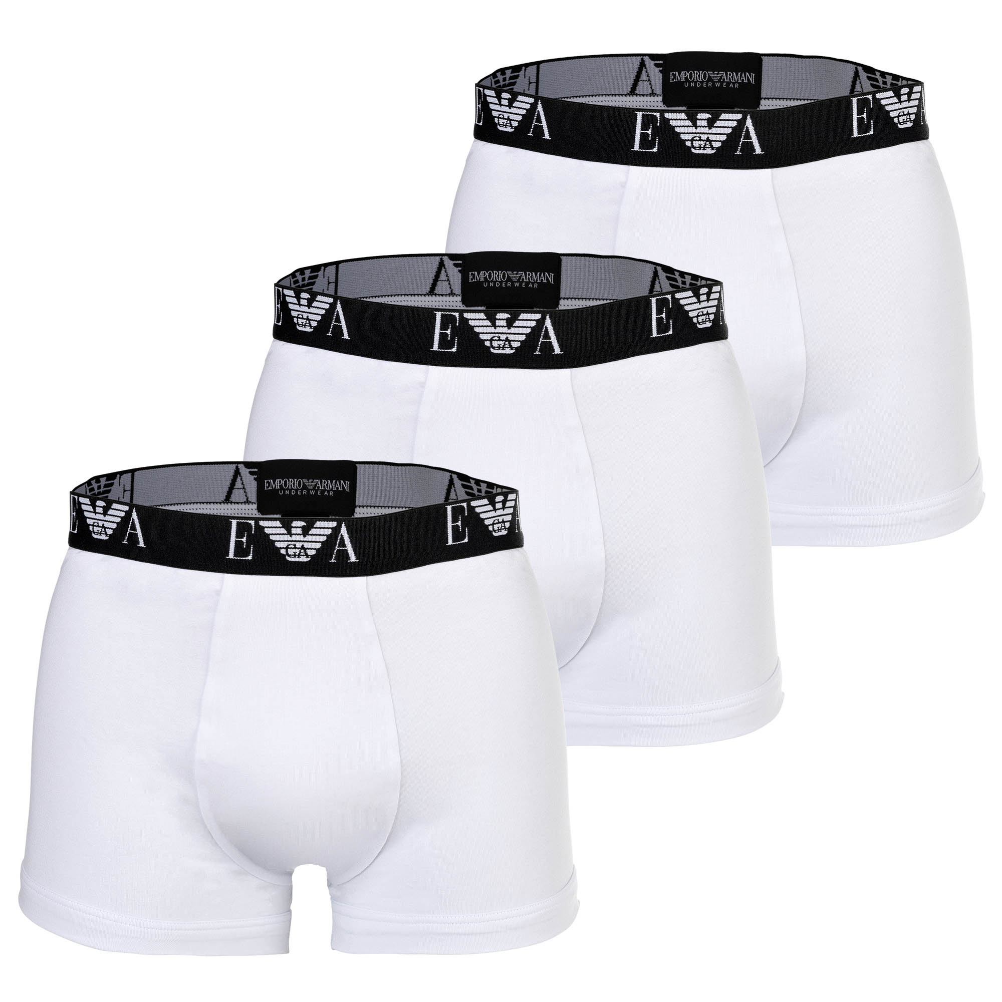 EMPORIO ARMANI Herren Trunks, 3er Pack - BOLD MONOGRAM, Shorts, Stretch Cotton