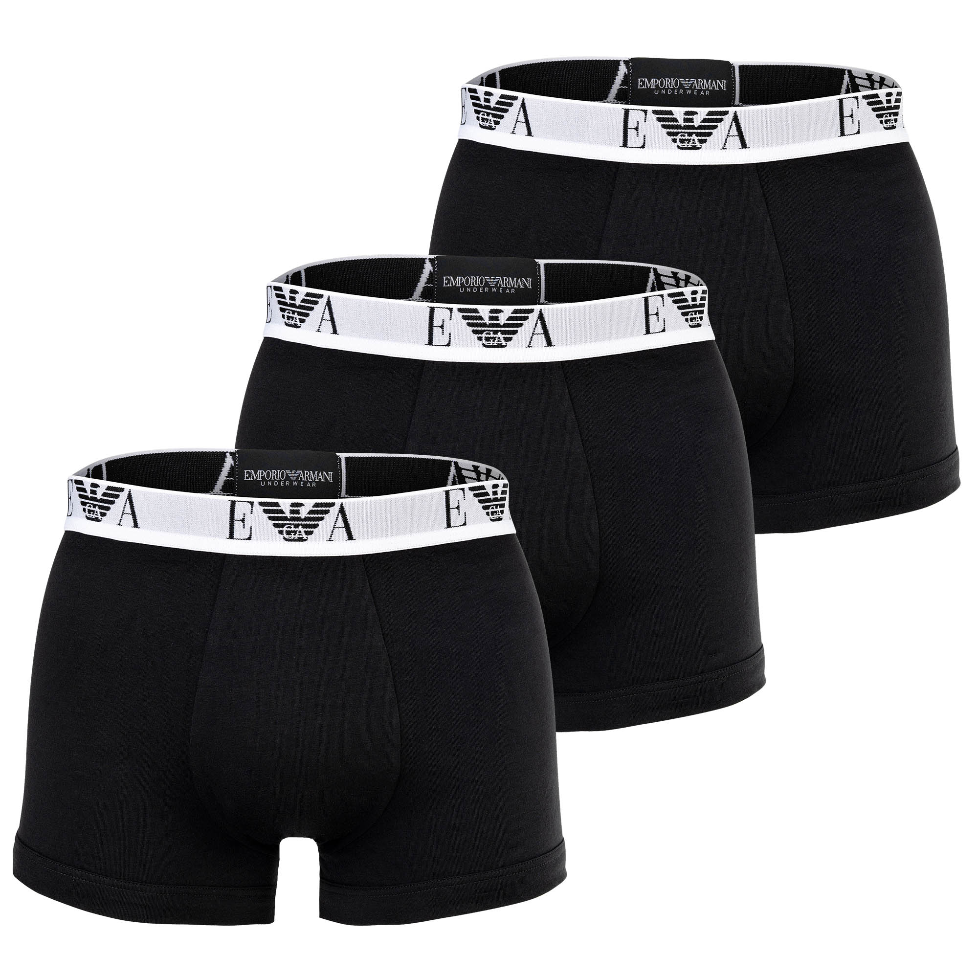 EMPORIO ARMANI Herren Trunks, 3er Pack - BOLD MONOGRAM, Shorts, Stretch Cotton
