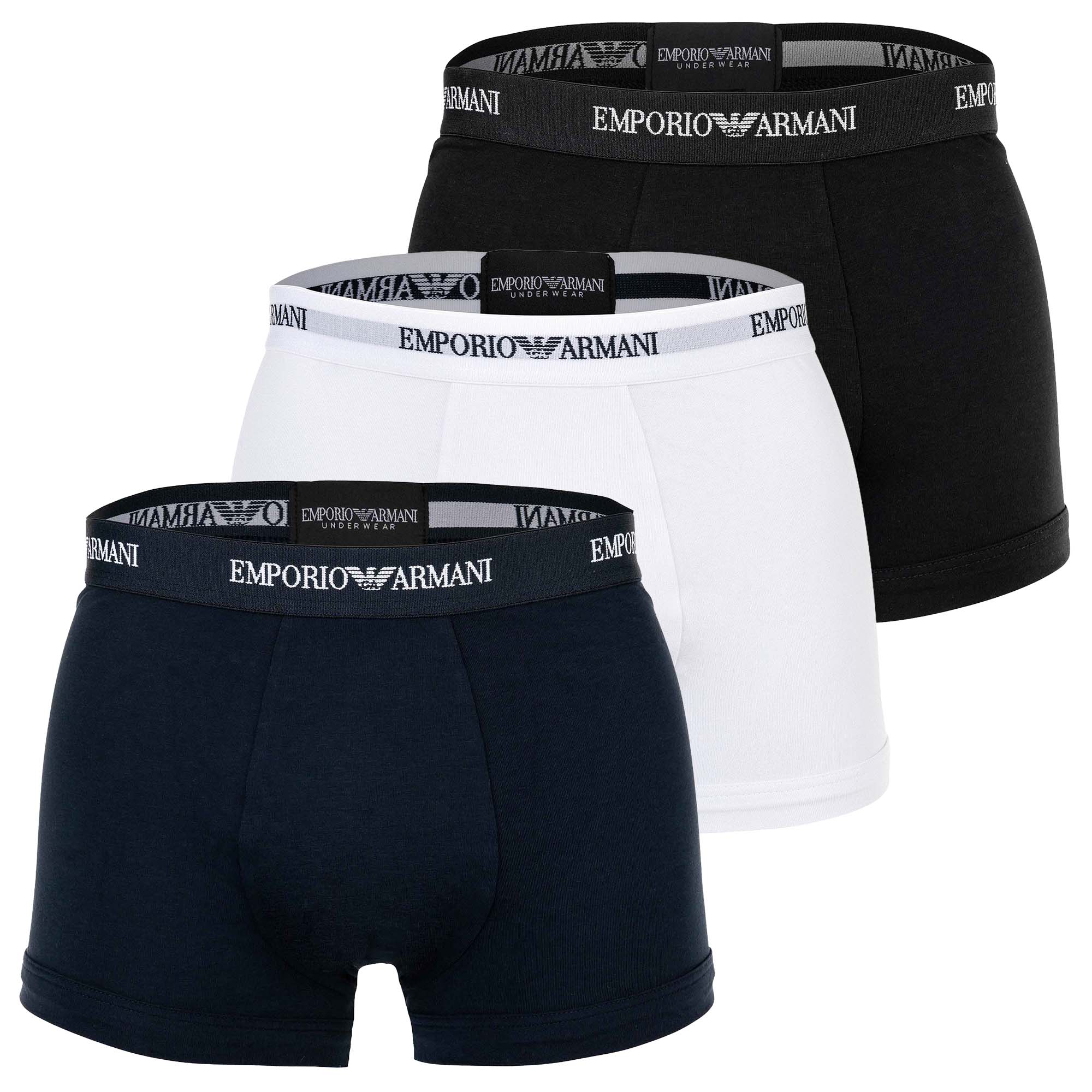 EMPORIO ARMANI men's trunks, 3-pack - CORE LOGOBAND, shorts, stretch cotton