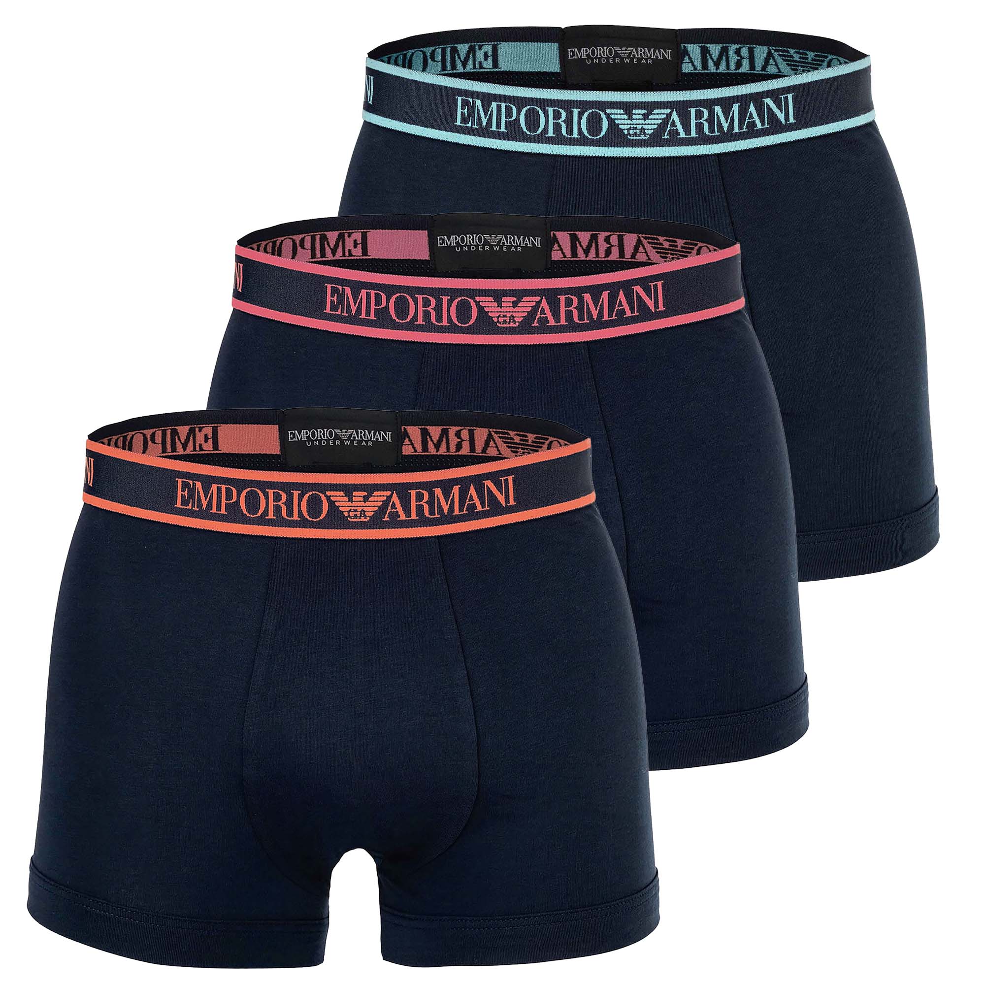 EMPORIO ARMANI men's trunks, 3-pack - CORE LOGOBAND, shorts, stretch cotton