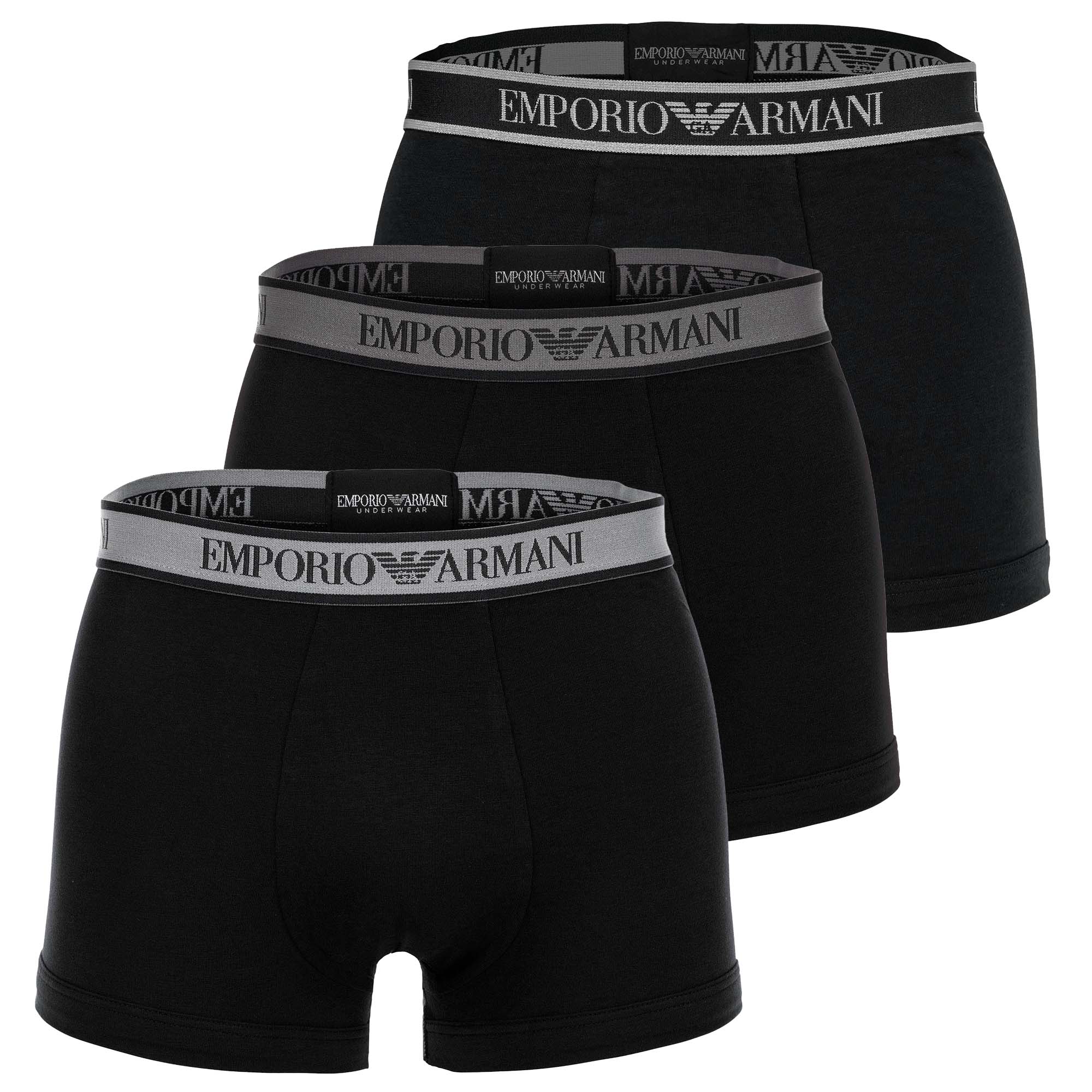 EMPORIO ARMANI Herren Trunks, 3er Pack - CORE LOGOBAND, Shorts, Stretch Cotton