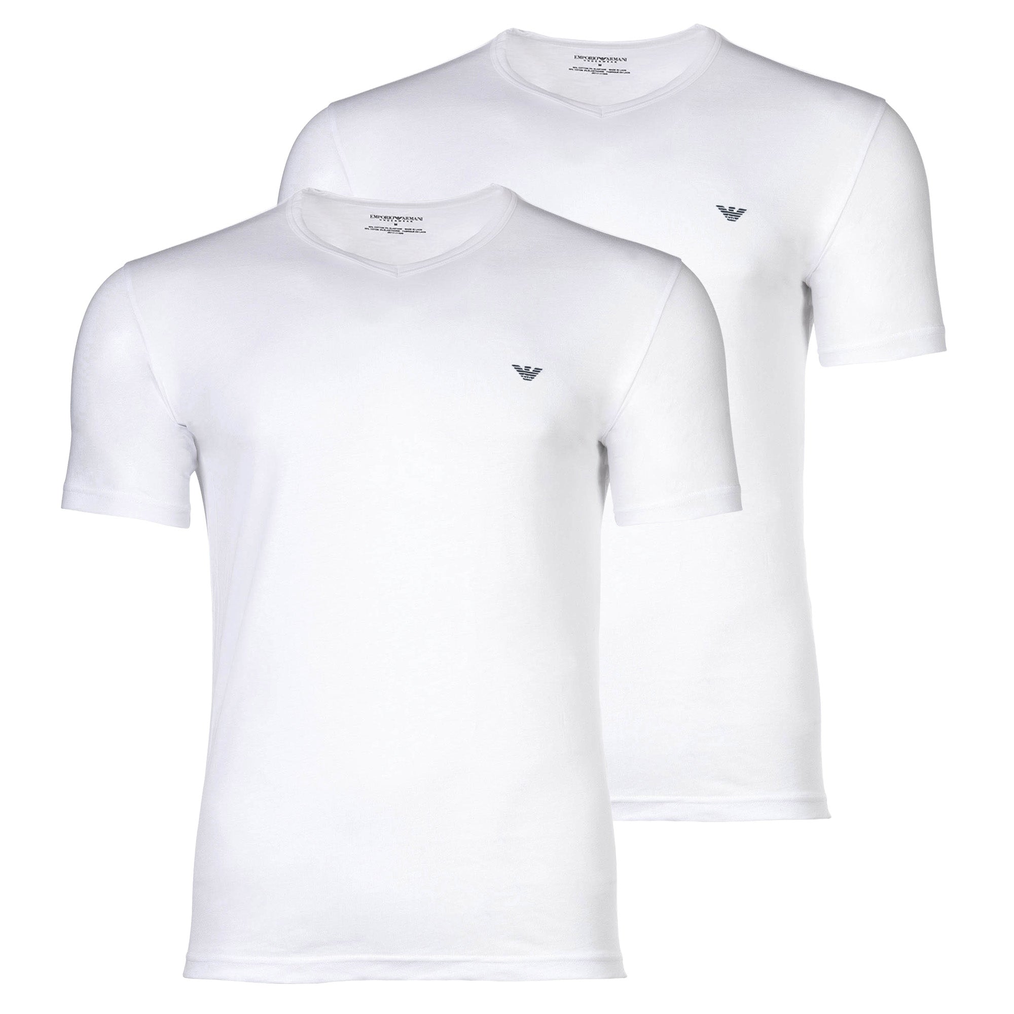 EMPORIO ARMANI Herren T-Shirts, 2er Pack - CORE LOGOBAND, V-Neck, Regular Fit, Stretch Cotton